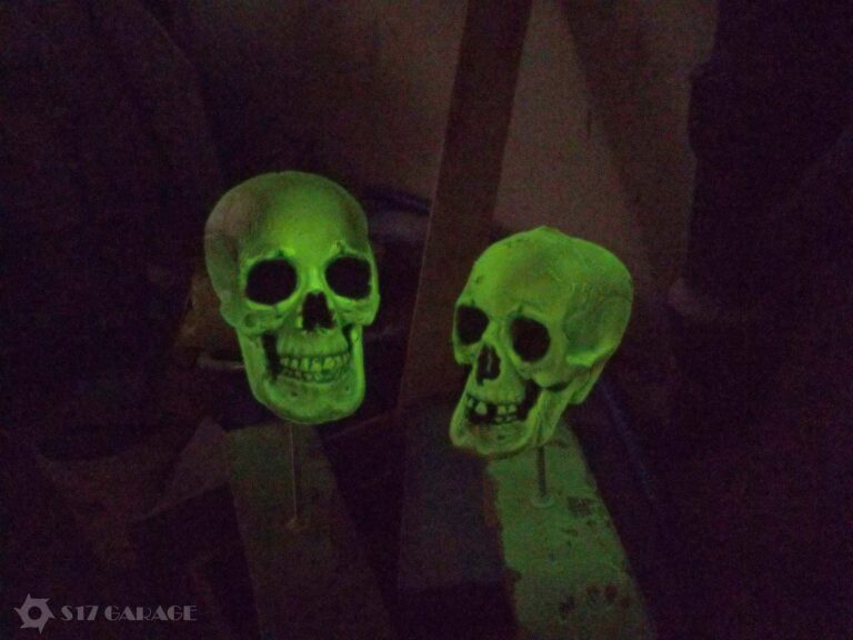 foam skulls shining in the dark, props. Postapocalyptic crafting.