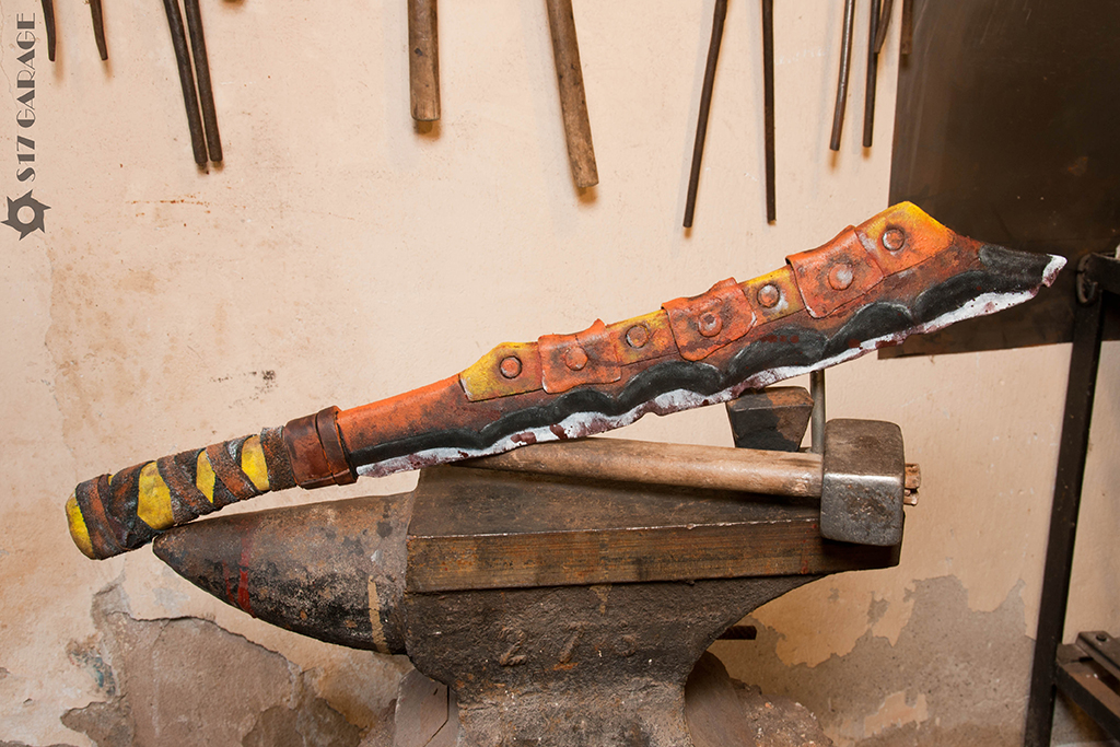 foam machete. rust effect. LARP weapon. postapocalyptic crafting