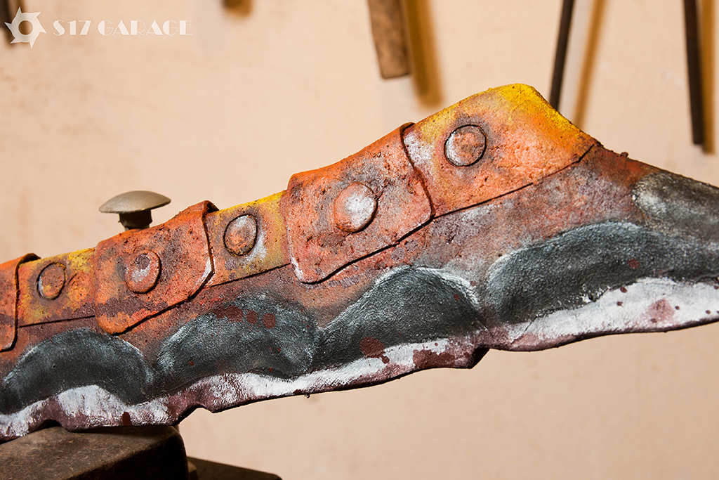foam machete. rust effect. LARP weapon. postapocalyptic crafting