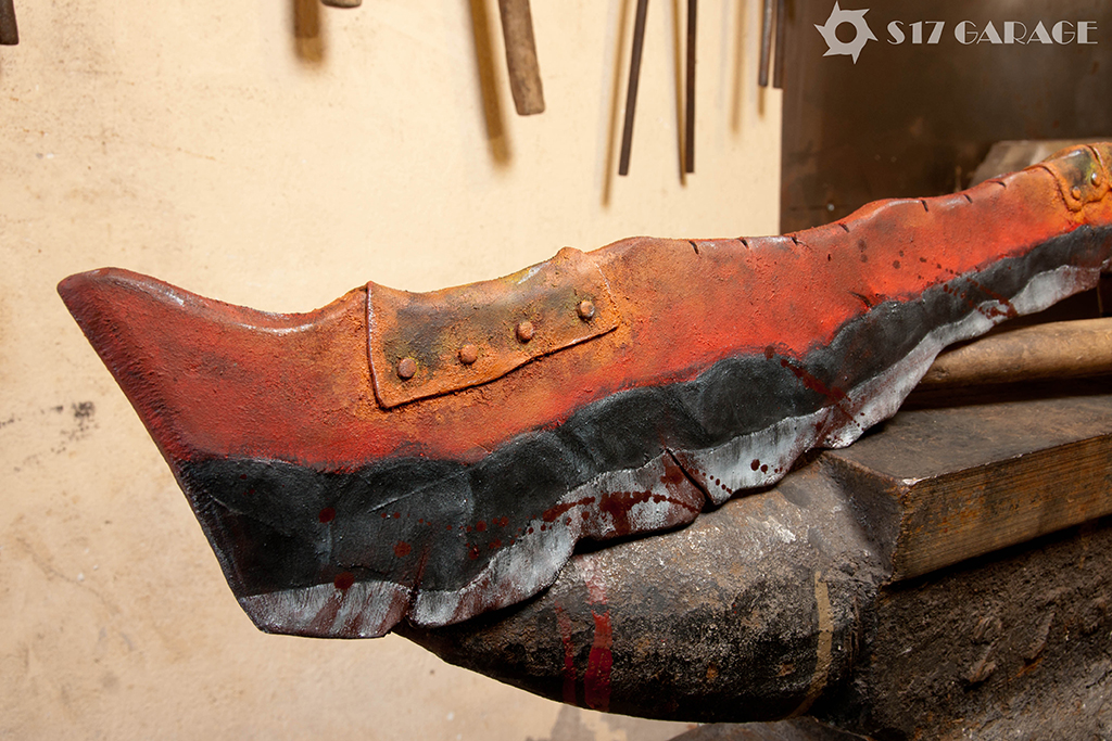 foam machete. rust effect. LARP weapon. postapocalyptic crafting