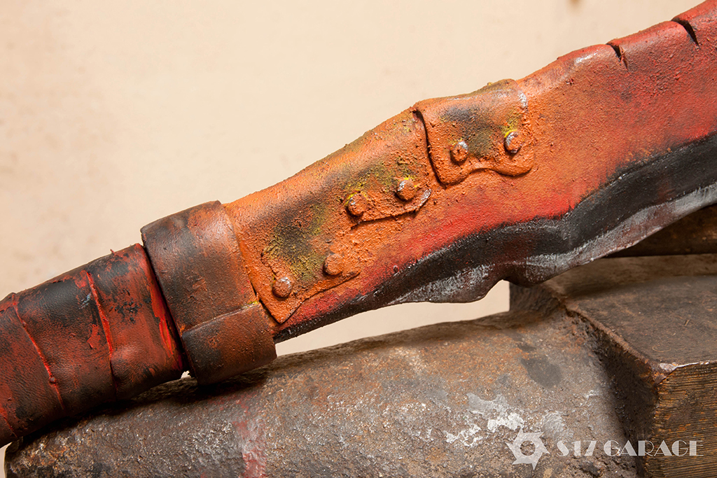 foam machete. rust effect. LARP weapon. postapocalyptic crafting