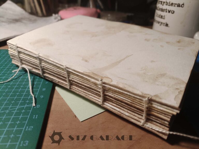 hand sewed book, LARP item. Postapocalyptic crafting.