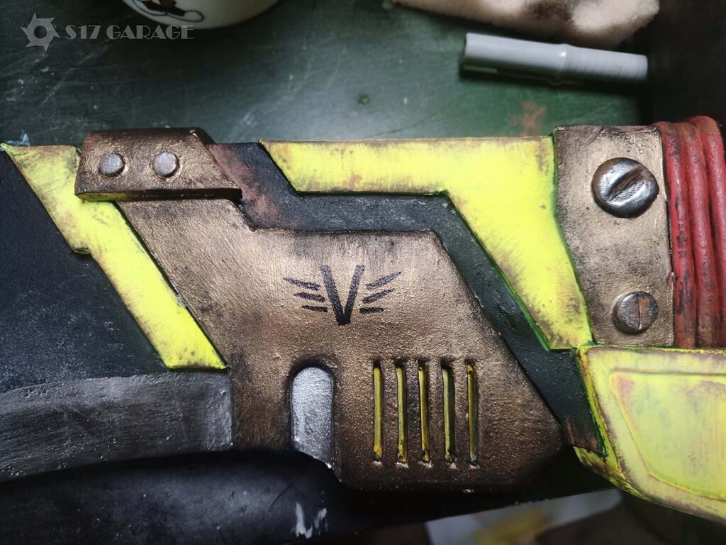 foam single-edged blade. detail. LARP weapon. postapocalyptic crafting
