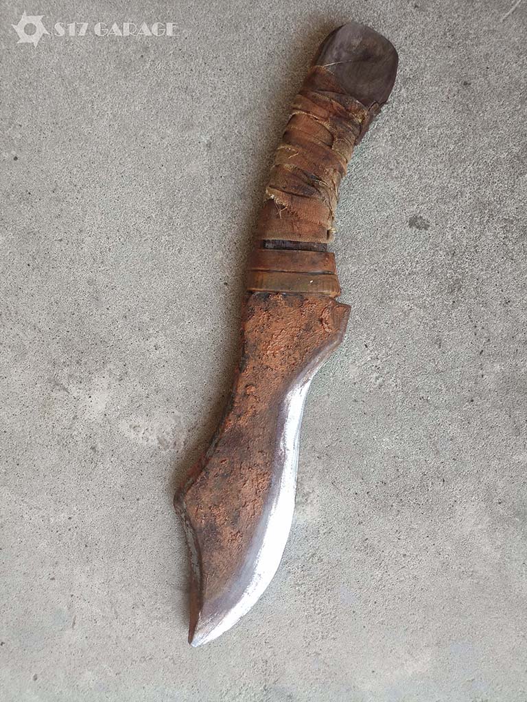 foam knife. rust effect. LARP weapon. postapocalyptic crafting