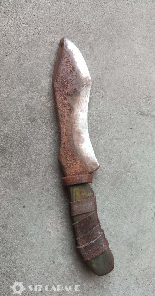 foam knife. rust effect. LARP weapon. postapocalyptic crafting