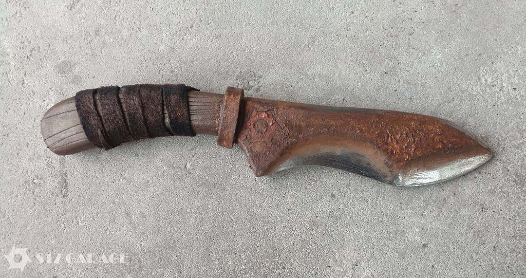 foam knife. rust effect. LARP weapon. postapocalyptic crafting