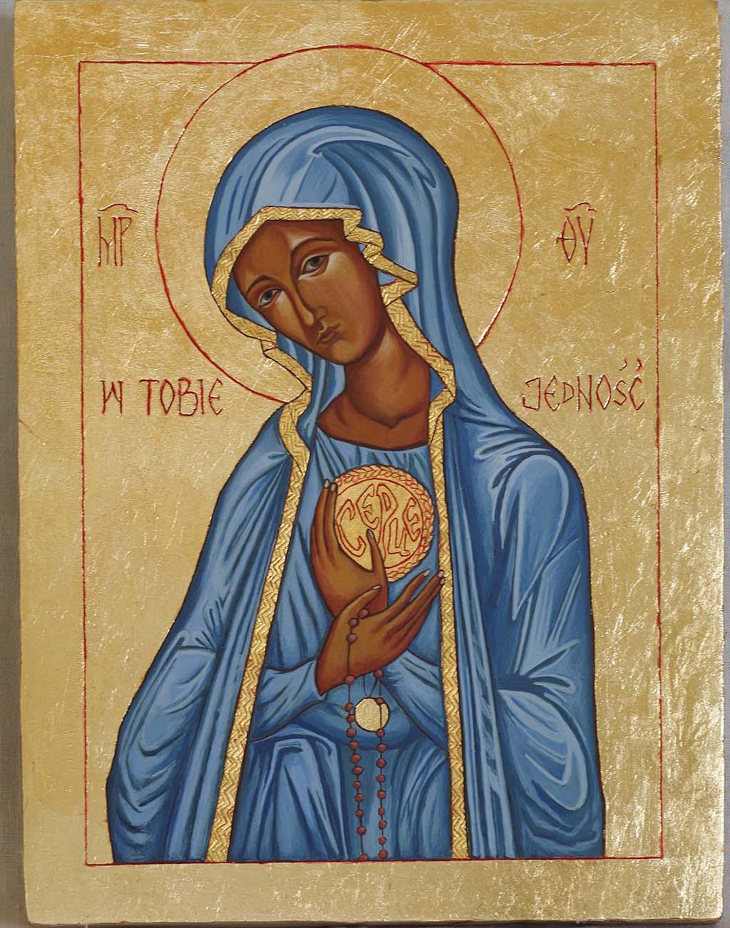 Virgin Mary from Donieck. Traditional icon. Copy. Egg temper.