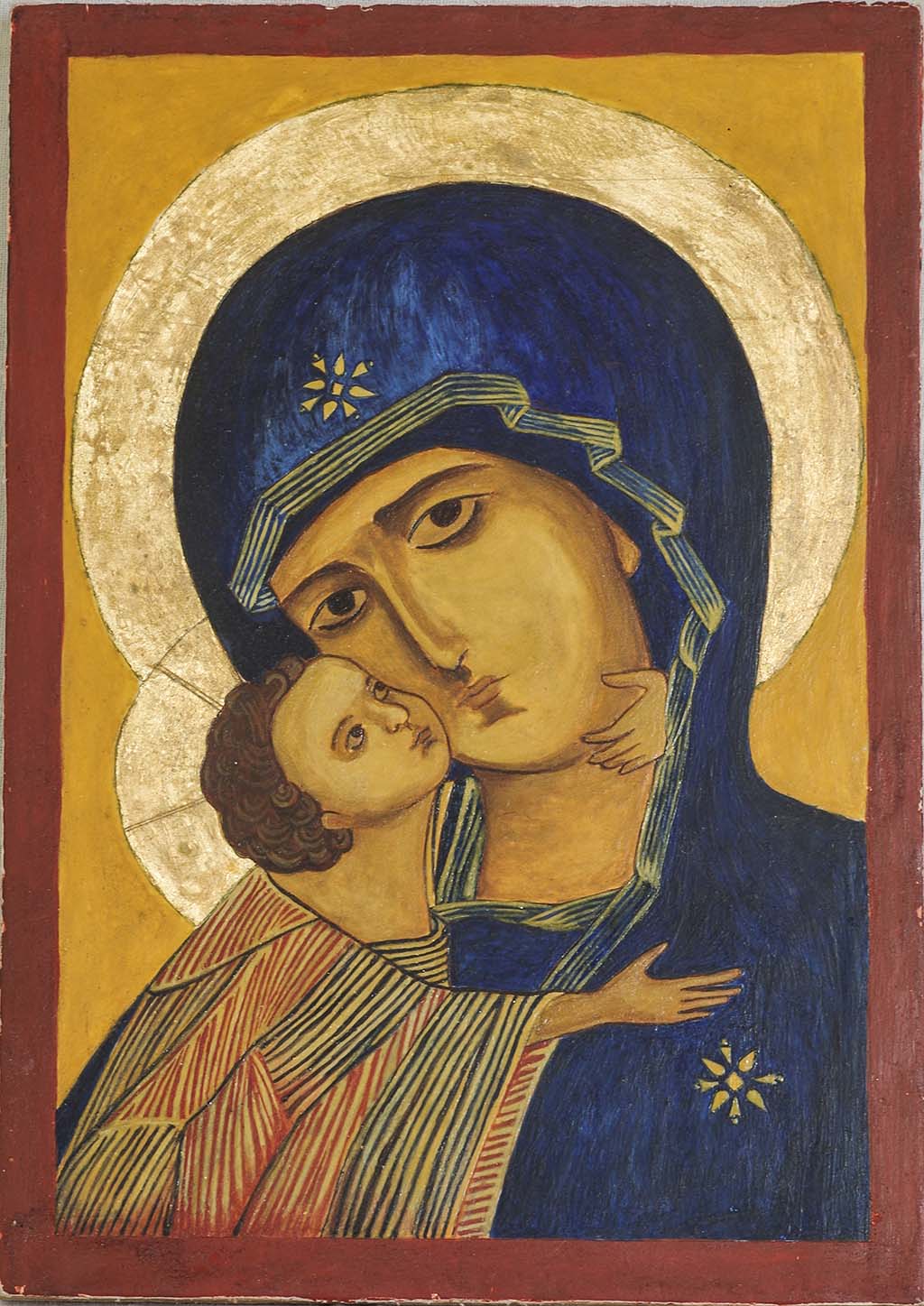 Virgin Mary of Vladimir. Traditional icon. Copy. Egg temper.