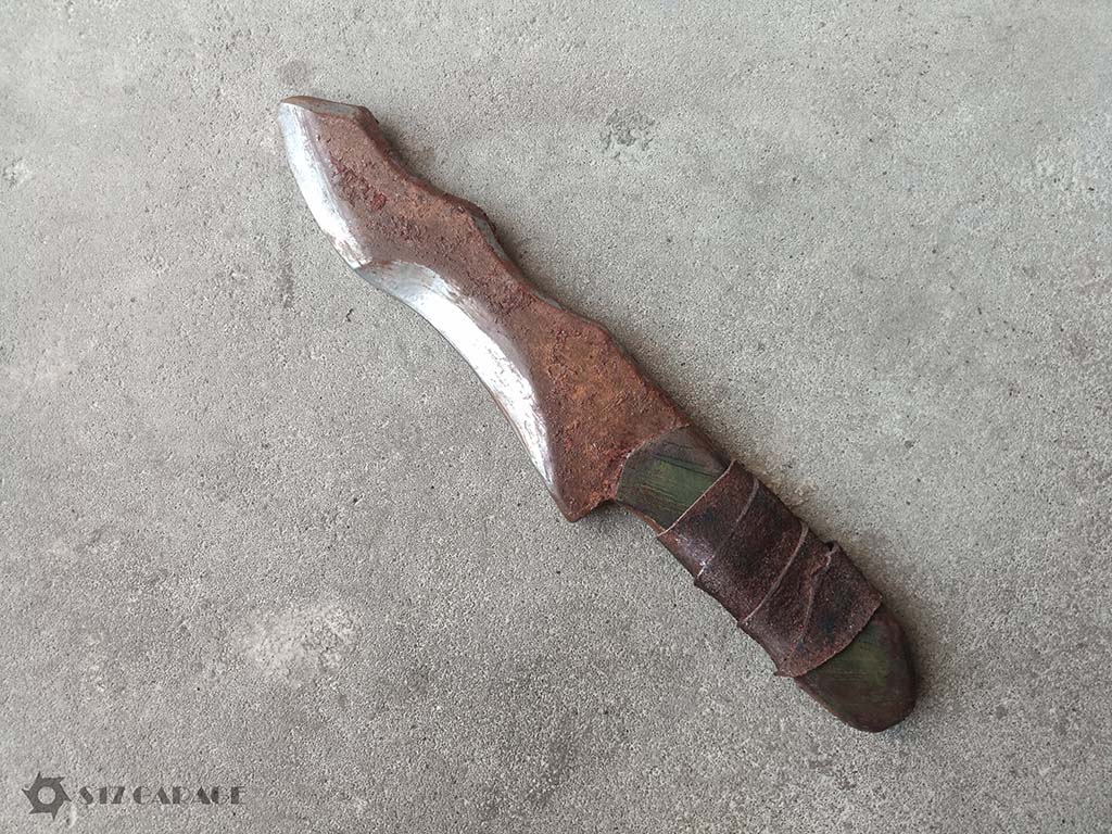 foam knife. rust effect. LARP weapon. postapocalyptic crafting