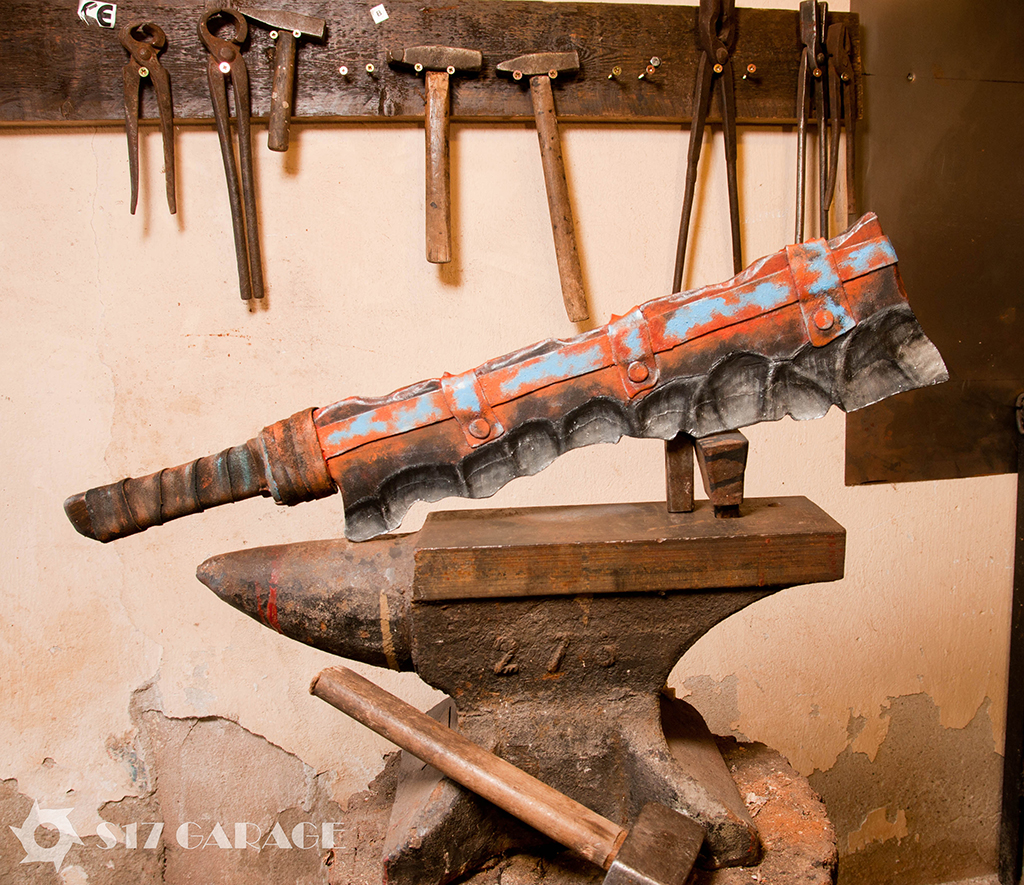 foam single-edged blade. rust effect. LARP weapon. postapocalyptic crafting