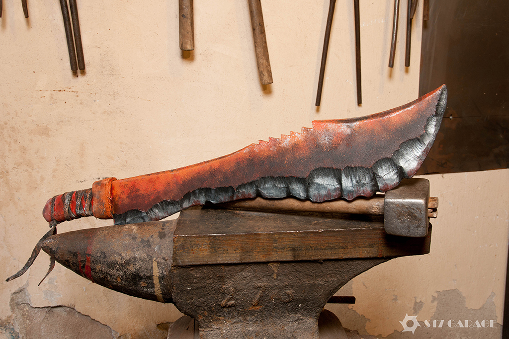 foam machete. rust effect. LARP weapon. postapocalyptic crafting